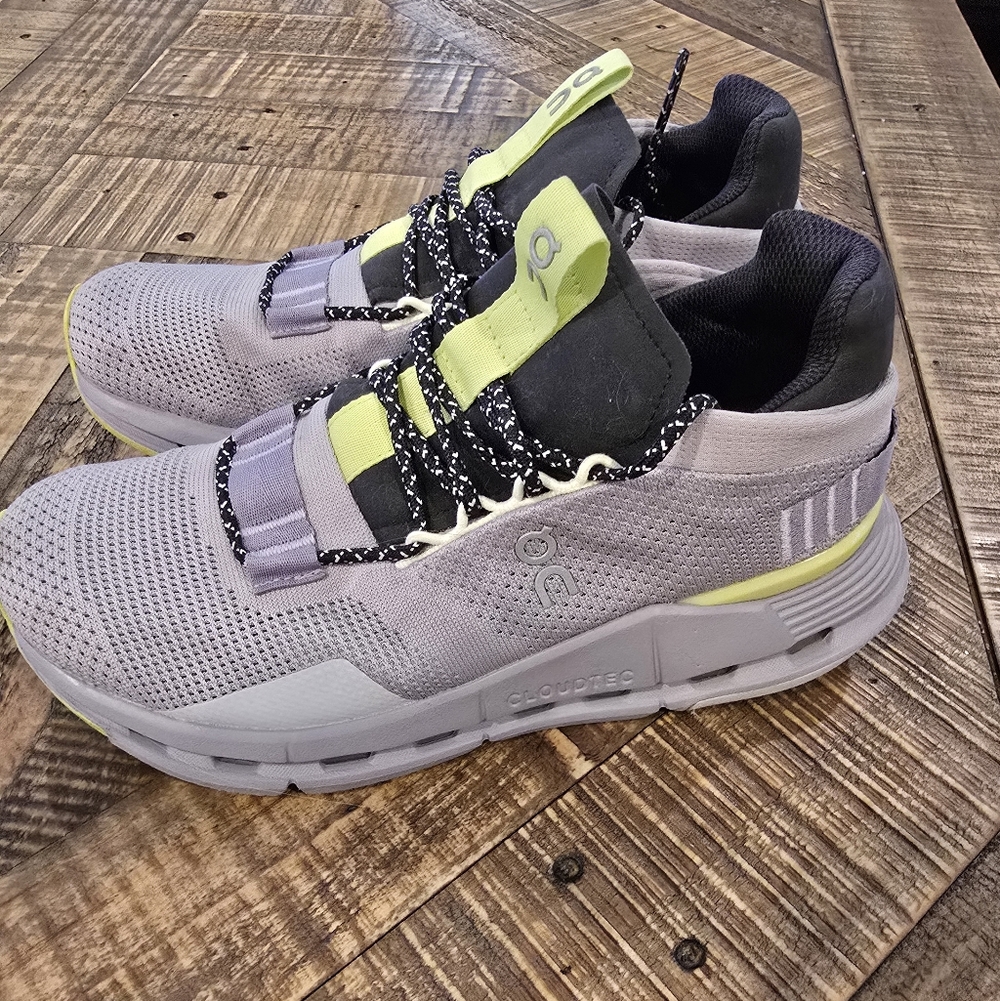 On Cloudnova Size 6 Lilac/light Lime Sneakers